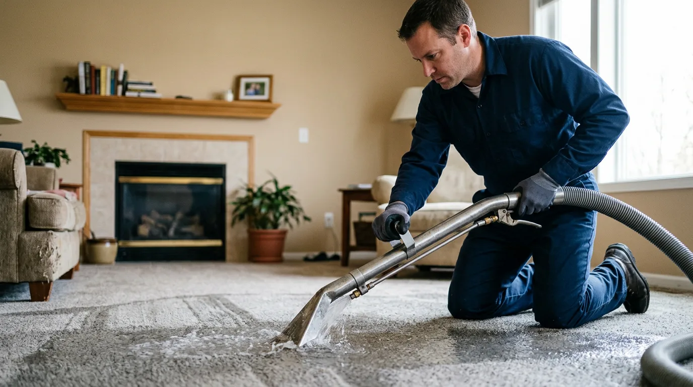 Water damage restoration technician working near Avoca, MI